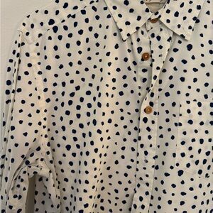 Madewell White and dark blue Polka Dot Button-Up Shirt